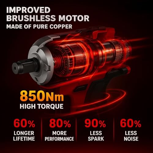 Image of STARQ 4-in-1 Cordless Impact Wrench /Driver Drill 48V, 850Nm Torque, 2x5.0Ah Li-ion Batteries, Variable Speed, LED Light | 30-Piece Kit of Sockets & Bits, Fast Charger & Carry Case.
