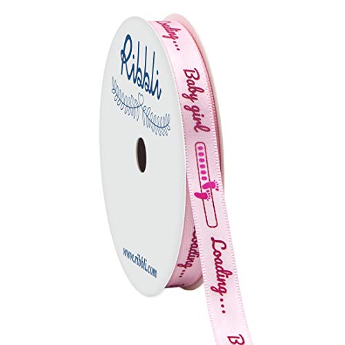 Ribbli Satin Baby Girl Loading Craft Ribbon,3/8 Inch x 10 Yard,Pink,Use for Hair Bows,Wreath,Birthday,Baby Shower,Diaper Cake,Gift Wrapping,Party Decoration,All Crafting and Sewing
