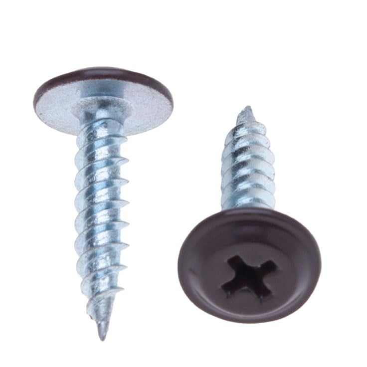 4.2mm x 19mm Self Tapping Phillips Screws for Sheet metal to Wood, Powder-Coated Chocolate Brown (RAL 8017), Fine Thread, Sharp Tip, Wafer Head Screw, Galvanized, Indoor & Outdoor Use, 250 pcs - Image 4