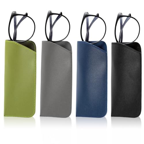 Mabor 4 peças de estojo macio portátil de couro fino para óculos de sol bolsa fina para óculos de sol bolsa de óculos de sol bolso para homens e mulheres, Multicor, tamanho �nico