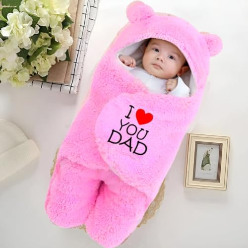 Image of Swissberry Baby Bedding Sets, Blankets Newborn Pack of Hooded Wrapper, Swaddler for Baby Boys and Girls, 0-6 Months, L 80 cm x B 80 cm, Pack of 2 pcs (Pink Kitty & Pink Dad)