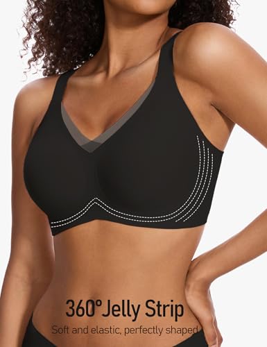 Image of GXOULRRA V Lace Wireless Jelly Bra Seamless Push Up Bras for Women No Underwire Full Coverage Comfortable Sleep Bralette