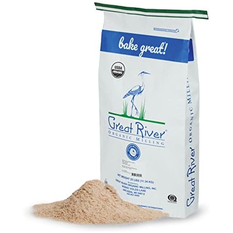 Great River Milling Organic Whole Wheat Flour Bread Flour for Baking All Purpose Flour and Sourdough Starters Stone Ground, Unbleached, Unbromated, Non-GMO, Kosher 25 Lb (Pack Of 1) Cover