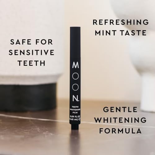 Image of MOON On-The-Go Teeth Whitening Kit, 14 Peppermint Dissolving Strips + 0.09 Fl Oz Vanilla Mint Pen, Remove Stains & Whiten Teeth up to 7 Shades in 2 Weeks, Travel Essentials, Vegan