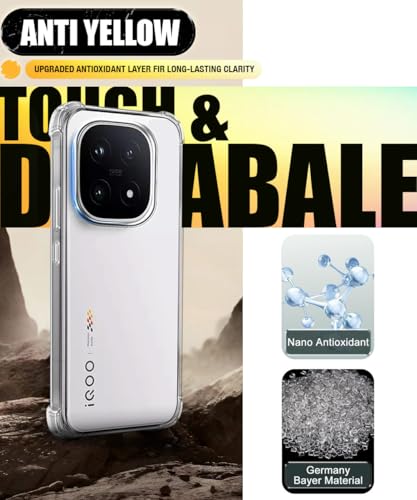 Image of WOW IMAGINE Ultra-Hybrid Crystal Clear Back Case for iQOO 15 5G | Shockproof Design | Camera Protection Bump | Hard Mobile Back Cover with Cushioned Edges - Transparent