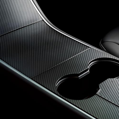 Nestour Center Console Wrap Cover Kit Fit for Tesla Model 3 Model Y 2016-2020, Non-Trace Remove Center Console Protector Accessories, Premium ABS Material. (Matte Carbon Fiber)