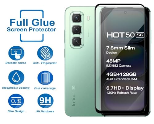 Image of 100FIT Tempered Glass For Infinix Hot 50 5G With Full Glue Edge To Edge Coverage And Easy Installation Kit