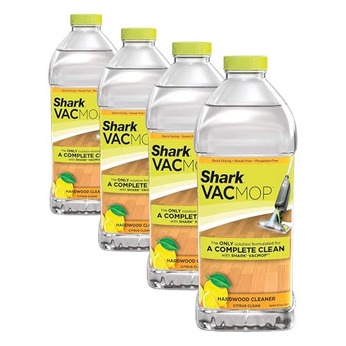 Image of Shark VACMOP Hardwood Cleaner Refill 2 Liter Bottle, Compatible with VM252 & VM180, Cleans & Disinfects Sealed Finished Floors, Stone, Laminate & Tiles, Citrus Clean Scent, VCW60 (Pack of 4)