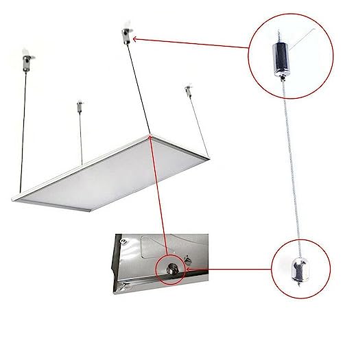 Image of Leadigol 4pcs Picture Hanging Wire with Loop Hook, 100cm Adjustabl Lighting Light Suspension Cables Kit, Steel Hanging Chains, Lamp Sling Lifting Wire Accessory Kit Ceiling Light Steel Rope