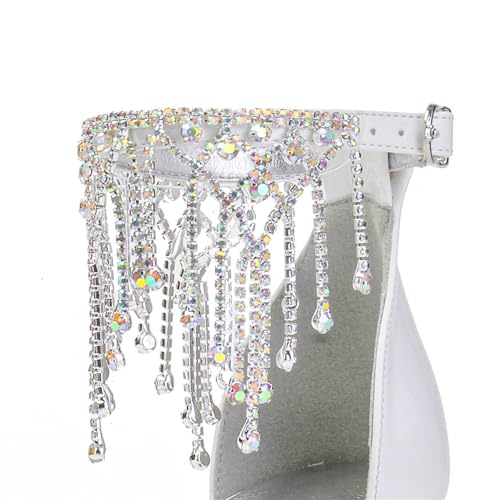 Women's Chunky High Heels Open Toe for Wedding Buckle Block Ankle Strap Rhinestones Dress Wedding Party Pumps Shoes2