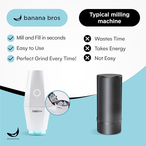 Banana Bros OTTO GO Electric Smart Spice Grinder - Automatic Herb Grinder with Smart AI Technology - Rechargeable via USB - Portable Milling for Dry Herbs and Spices - White - No Carrying Case
