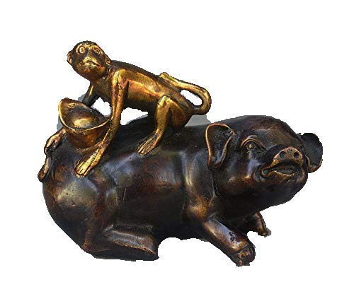 Bronze doré FengShui authentique d'une statue zodiaque rare