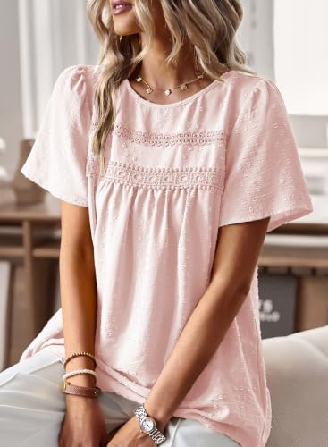 Image of Falechay Womens Summer Tops Flowy Boho Shirts Dressy Casual Short Sleeve