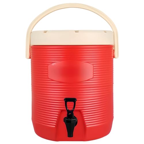 Quxxuol ウォータージャグ 保温ポット コーヒーポット ドリンクサーバー ミルクピッチャー 卓上ポット お茶サーバー 大容量 漏れ防止 蛇口付き 長時間保温 ポータブル 耐久性のある 家庭用業務用 (レッド,15L-蛇口付き)