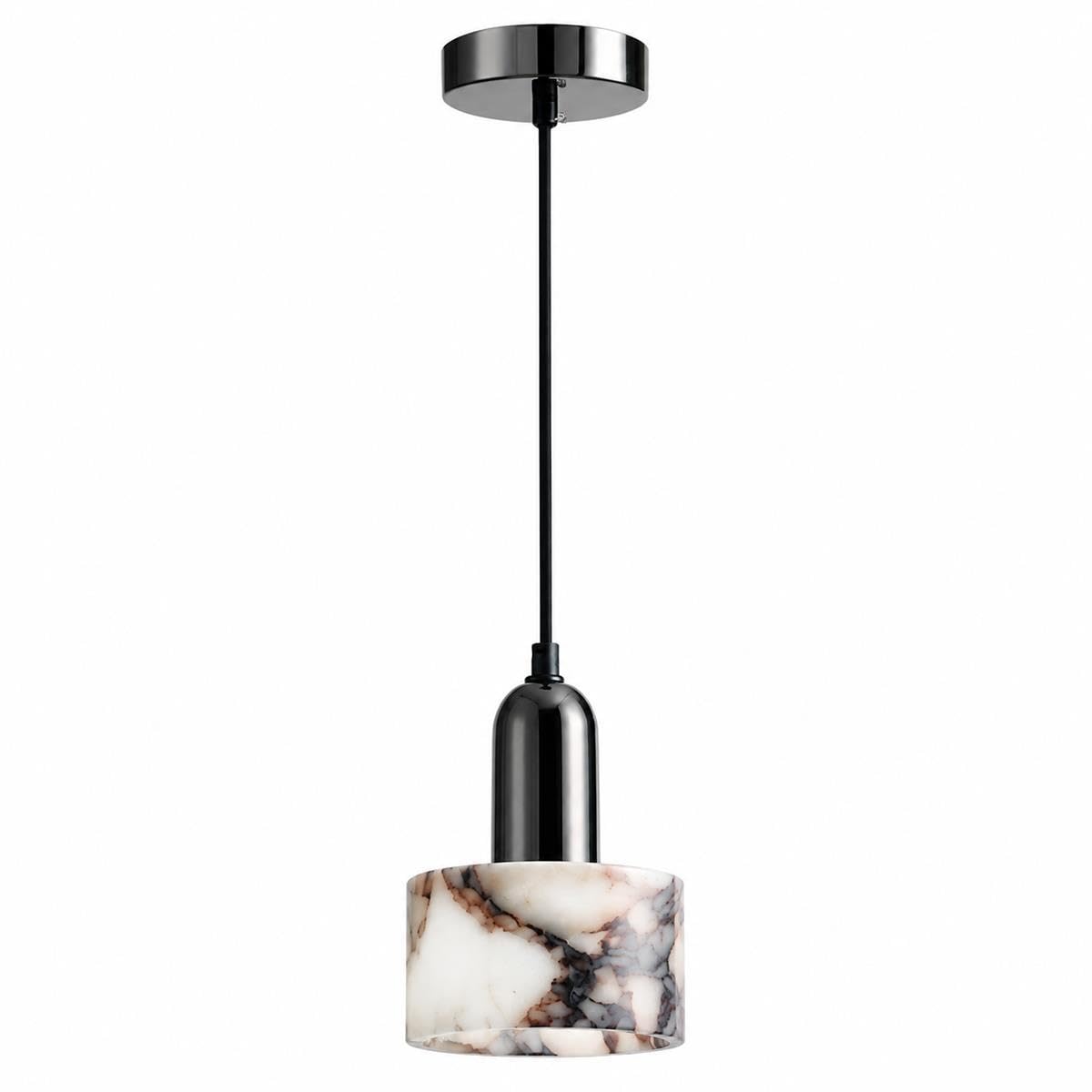 Lampada a sospensione in alabastro, lampada a sospensione nera