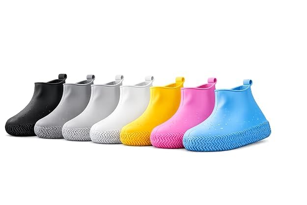 Image of Silicone Waterproof Shoe Covers for Men & Women | Reusable Non-Slip Rain Shoe Protector | Stretchable Overshoes for Rain, Mud, Snow, Hiking & Outdoor Use