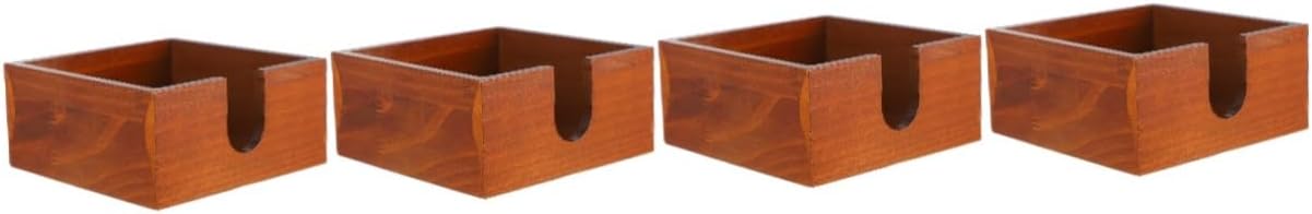 IMIKEYA 4pcs Vintage Wooden Napkin Holder Rustic Square Tissue Dispenser for Dining Table Kitchen and Party Use Smooth Edges Space-saving Design for Easy Access to Napkins