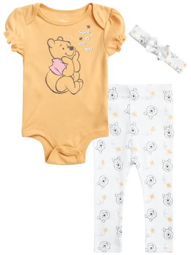 Image of Disney Baby Newborn Girls' Layette Set - Bodysuit, Pants, Booties, Hat: Minnie Mouse, Winnie the Pooh, Bambi (0-9M)