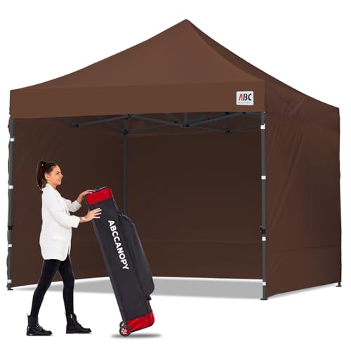 Image of ABCCANOPY Heavy Duty Easy Pop up Canopy Tent with Sidewalls 10x10, Brown