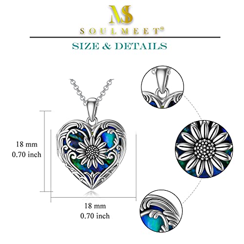 Soulmeet Sunflower Heart Shaped Abalone Shell Locket Necklace That Holds Pictures Photo You Are My Sunshine Sterling Silver Locket Pendant (Locket Only) #TOP4