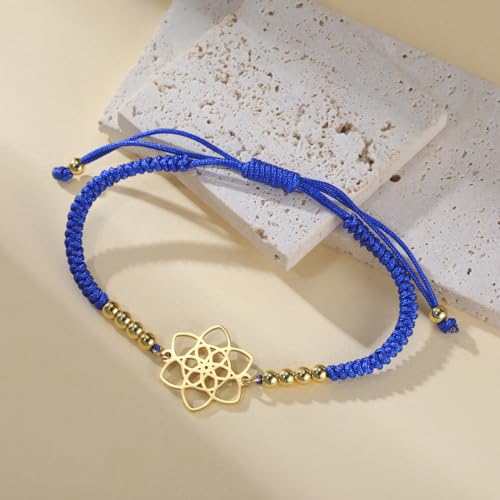 kkjoy Adjustable Flower of Life Braided Rope Bracelet Stainless Steel Eternity Floral Blossom Inspirational Amulet Jewelry for Women Charming Ladies2