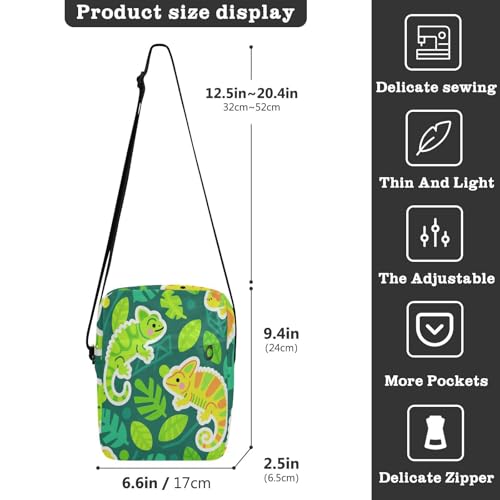 mens messenger bag men shoulder bag Womens Casual Purses Adjustable Strap for business business- Tropical Green Lizard3