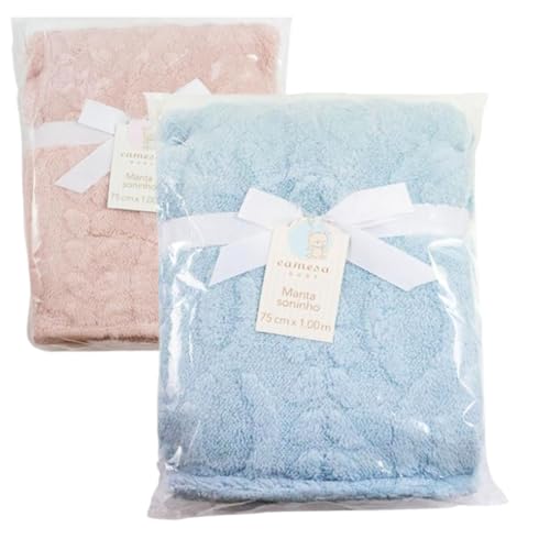 Cobertor Infantil Bebê Manta Sherpa Camesa Premium Textura Recém Nascido 6 meses 1 ano (Azul)