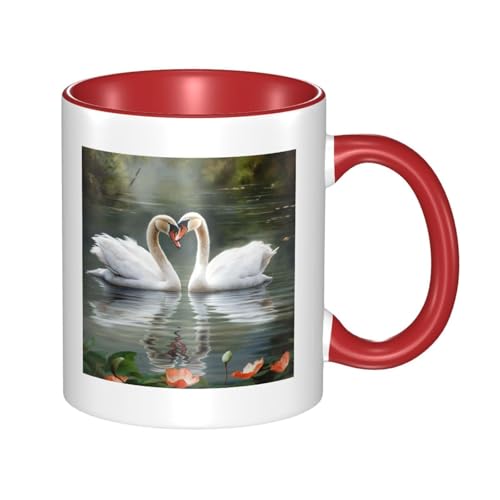 Tazas de café con asa de dos cisnes, taza grande de porcelana de 325 ml para bebidas frías y calientes, tazas de té de cerámica para hombres y mujeres, divertida taza de café para inauguración de la