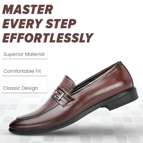 Image of STANPHORD Men Formal Slip-On Loafer Shoes | Lightweight PU Casual Office Wear Moccasins | Cushioned Insole | Anti-Slip Sole | Business Casual (TPSH M609)