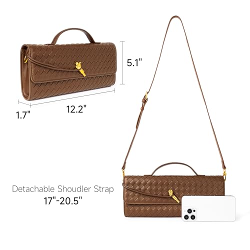Image of Joryin Woven Purse for Women Evening Clutch Woven Leather Handbags Crossbody Bag Purse Formal Evening Bag, Vegan Leather