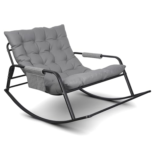 DnKelar Fauteuil à Bascule d'Intérieur et d'Extérieur, Chaise Papasan en Forme d'Oeuf avec Coussin Epais, Ergonomique, Charge 300kg, pour Jardin, Terrasse...