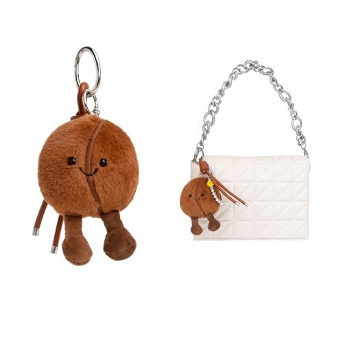 XIXIAOYAN Cute Coffee Bean Plush Keychain, Adorable Stuffed Bag Charm