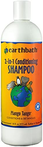 earthbath 2-in-1 Conditioning Shampoo for Pets – Dog Shampoo and Conditioner, Conditions & Detangles, Made in USA – Mango Tango, 16 oz