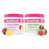 Belli Welli Daily Fiber Supplement Bundle - Strawberry Lemonade & Watermelon - Collagen, Probiotics & Electrolytes for Balanced Wellness - Refreshing Flavors, 32 Servings Total
