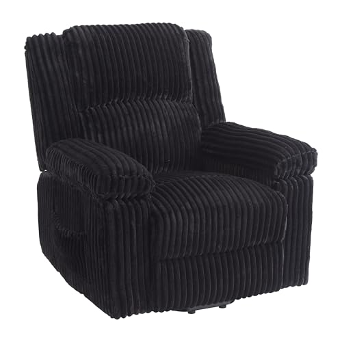 Image of Garvee Corduroy Manual Recliner with Handle, 330 lbs Capacity, Black