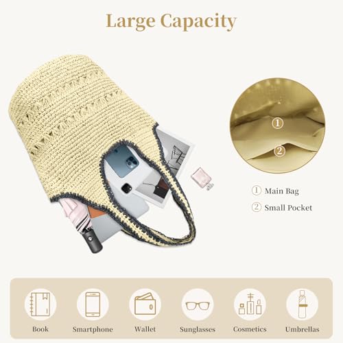 Image of Crescent Straw Shoulder Handbag for Women Summer Beach Tote Raffia Woven Purse Hobo Underarm Bag 2026