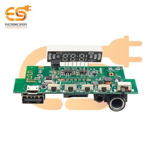 Image of Electronic Spices 5V Wireless HI-FI USB /FM / 5 watt + 5 watt Audio Amplifier Bluetooth Circuit Module with Display Pack of 1