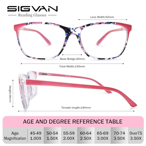 Image of SIGVAN Ladies Reading Glasses Blue Light Blocking Spring Hinge Fashion Pattern Print Eyeglasses for Women