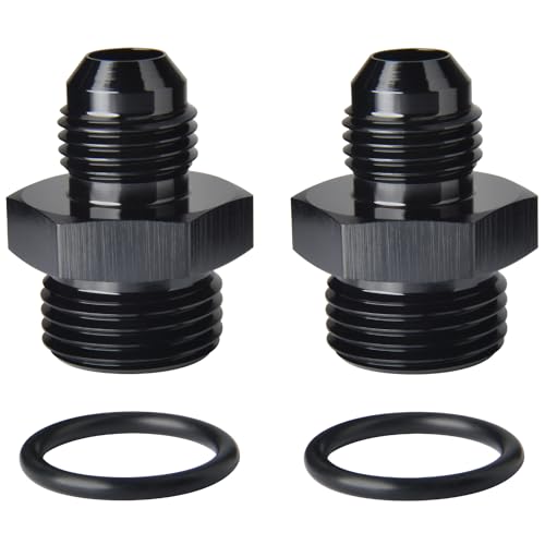 Podavelle 6AN Male Flare to 8AN ORB O-ring Boss Fuel Pump Rail Adapter Fitting Aluminum Black Pack of 2