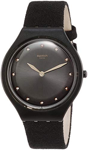Montre à quartz analogique Swatch SVOB107 montre fine noire chic et confortable pour femme