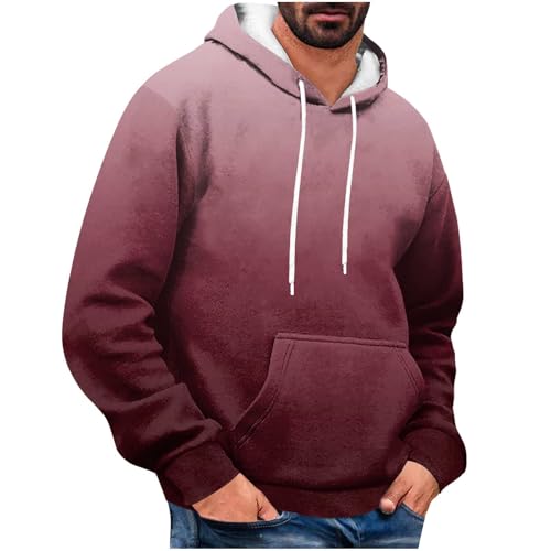 Fleece Gradient Color Sweatshirt for Men Drawstring Soft Hoodies Casual Fall Winter Warm Outfit Pullovers with Pocket
