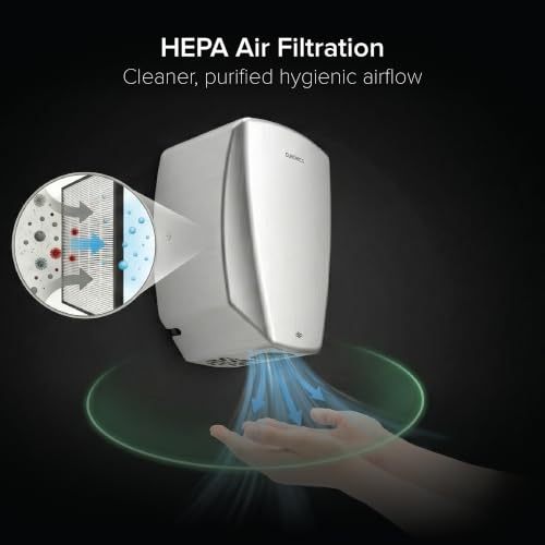 Image of Euronics Automatic Hand Dryer for Commercial Use | 304 Stainless Steel | Fast & Efficient Hand Drying | 100 m /s | 1200W | Touch-Free Sensor | IPX1 Rated | BIS & ISI Certified | Velora