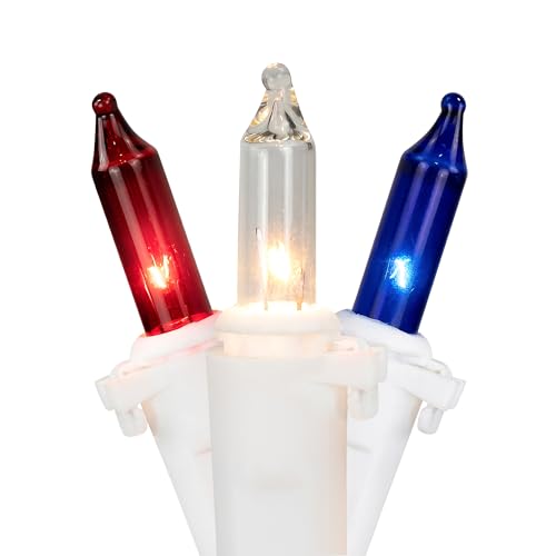 Patriotic Mini Christmas Light Set - 20' - White Wire - 100ct
