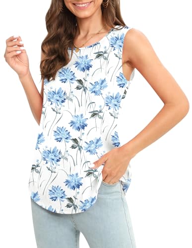 Image of Women's Sleeveless Chiffon Tank Top Business Casual Blouse Tunic Top