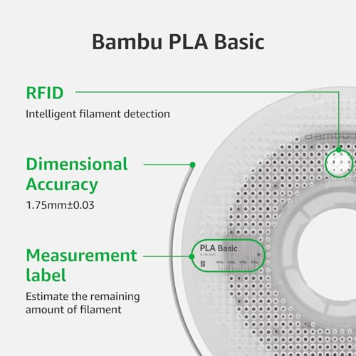 Image of Bambu Lab PLA 3D Printer Filament 1.75mm RFID 1kg with Spool, Black
