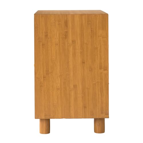 Image of 26 inch Tall Nightstand with Charging Station - Modern Wood Bedside Table with 2 Drawers & Mirror Handles, 200lb Large End Table for Bedroom (Natural)