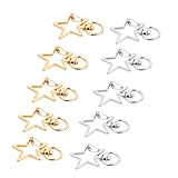 CLISPEED 10 Colgantes de Llavero para Parejas de Aleación de Zinc Diseño de Estrella de Cinco Puntas Color Blanco y Dorado KC Ideales para Día de San Valentín y Decoración Portátil