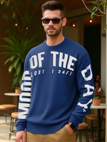 Image of Bewakoof Acrylic Men's Round Neck Sweater