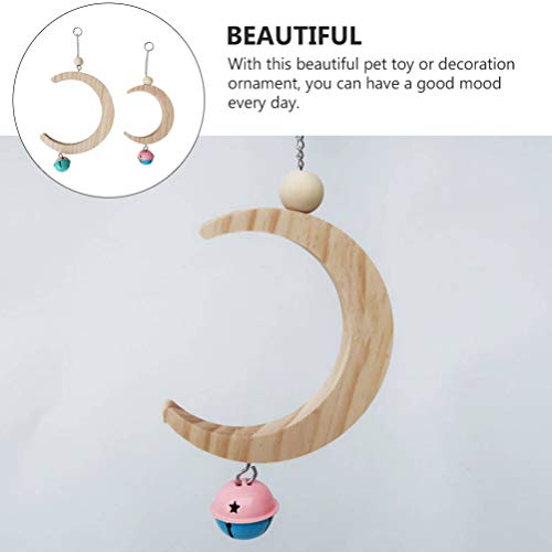 VILLCASE 2 Peças de Pássaros Em Forma de Lua Crescente Balançar Papagaio Pendurado Baloiço Com Sinos
