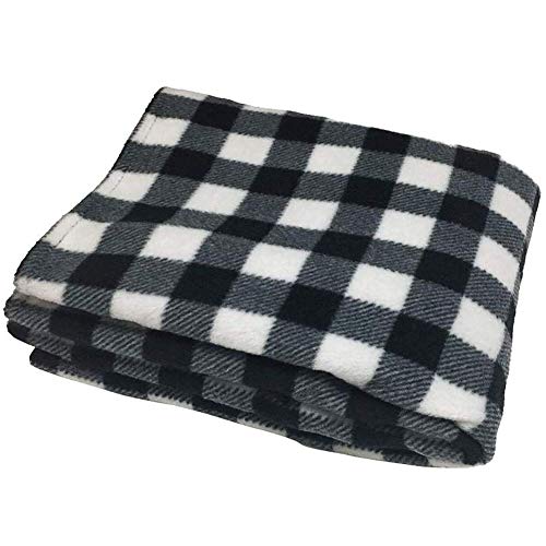 Kinnart Electric Heating Blanket,Plaid 12V Car Winter Warm Fleece Constant Temperature Heating Electric Blanket,Heating Thermal Blanket, Home Office Car Warmer Towel Black White